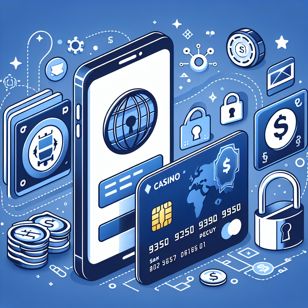 Moderne illustrasjon av digitale betalingsmetoder for nettcasino: mobiltelefon med Vipps, bankkort, e-lommebok-ikoner og sikker hengelås, nordisk fargepalett